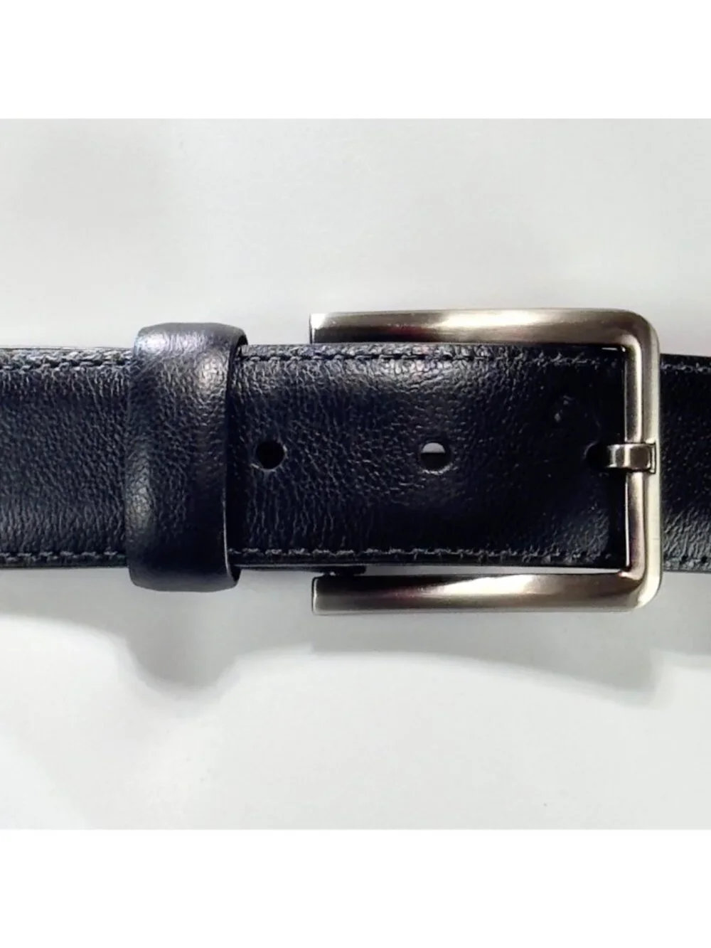 Johnston Murphy Men’s Dress Belt Black Leather Silver-Tone Buckle Size 38